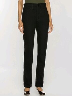 Frame Denim Le Italien True Straight Noir Black Rigid Jeans Italian Cotton Sz 26